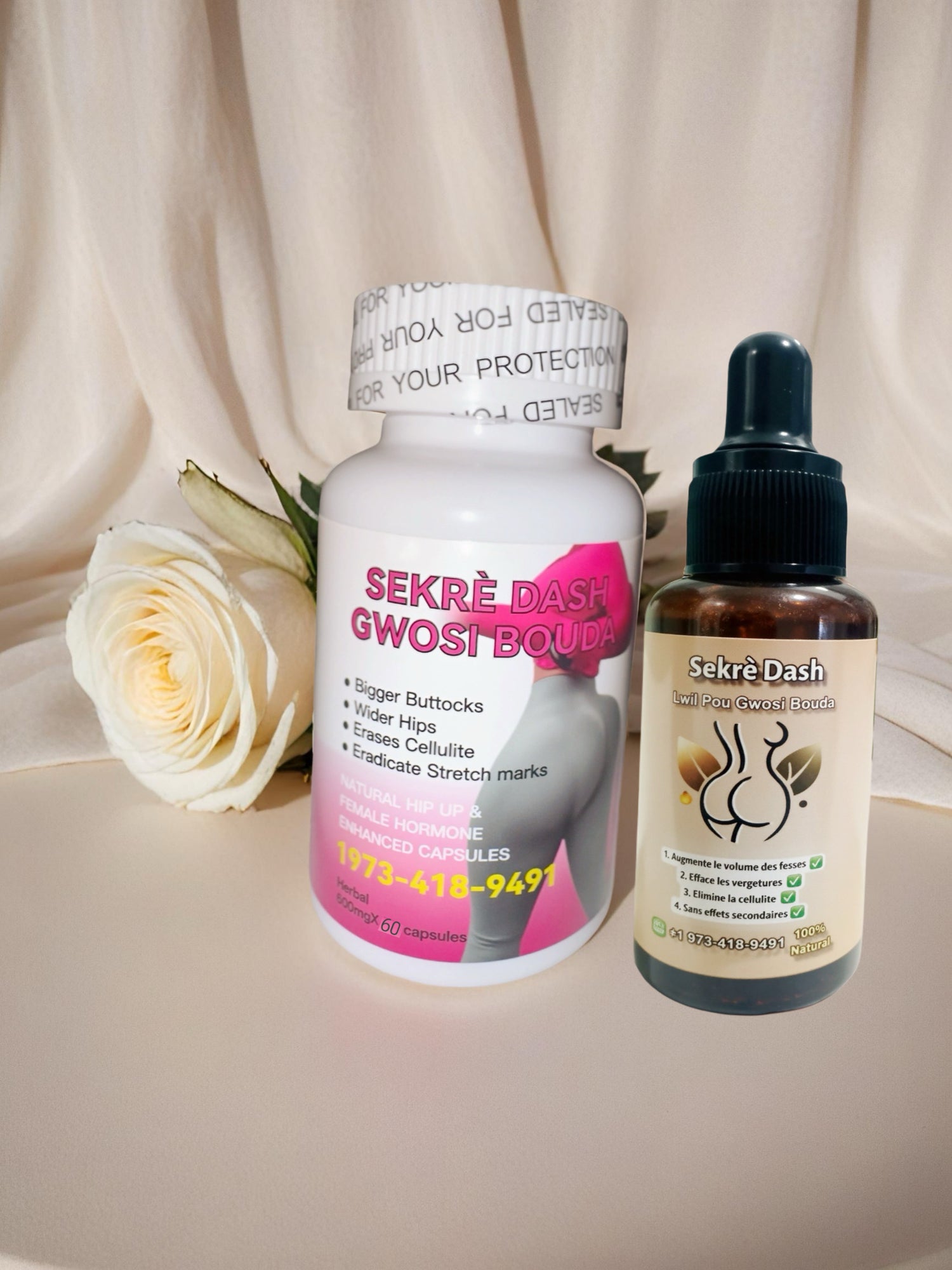 Sekrè Dash BBL Duo – Curve Enhancer & Glow Oil Massage